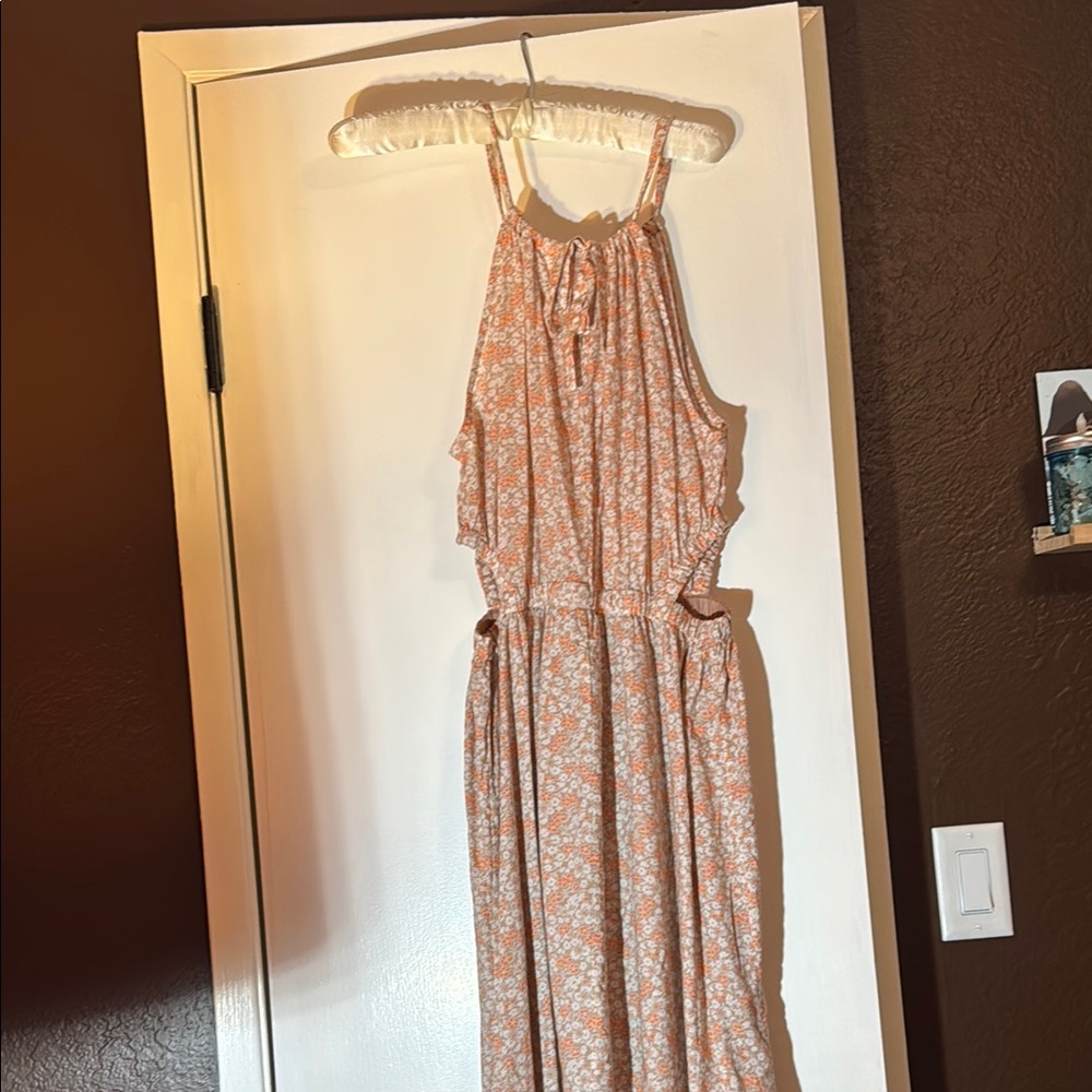 GAP Pink Sundress with Ruched Detail and Halter Neckline